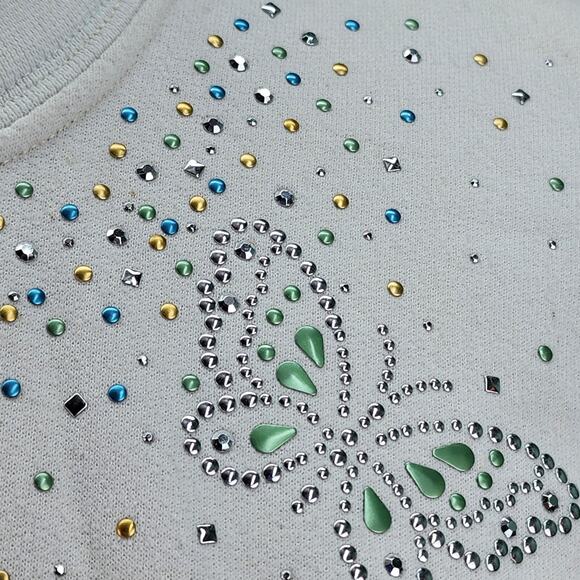 VTG Morning Sun Sweatshirt Womens XL White Pastel Butterfly Metal Embellishments - Picture 6 of 14